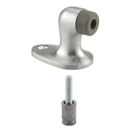 Prime-Line Duck Type Door Floor Stop, Brushed Chrome Plated/Brass Single Pack J 4573